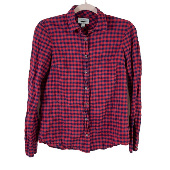 Chemise Femme J.Crew Orange à Carreaux - Taille 8 - Manches Longues - Coton